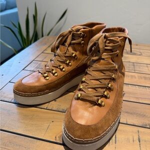 Vince Tan Lace Up Boots ✨